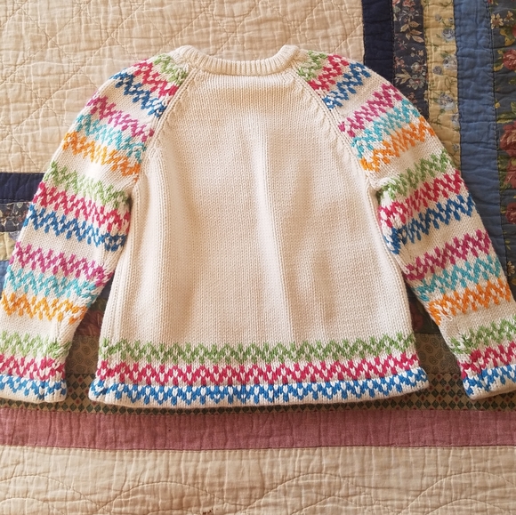 Hanna Andersson Cream Rainbow Knit Mitten Sweater - Picture 2 of 6